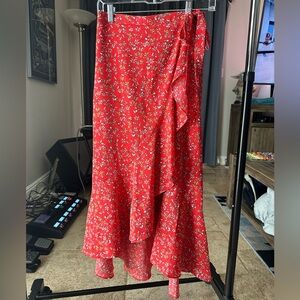 Max Studio Floral Wrap Skirt